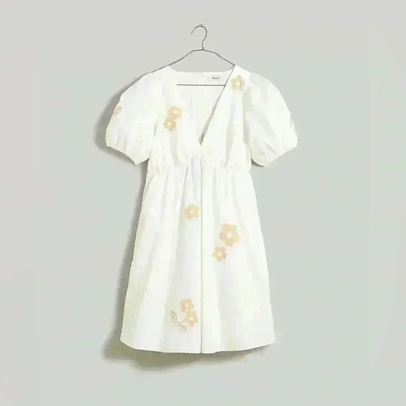 Madewell Dresses & Skirts - SOLD Madewell Annamarie Embroidered Mini Dress | White & Beige | Women’s Size 0